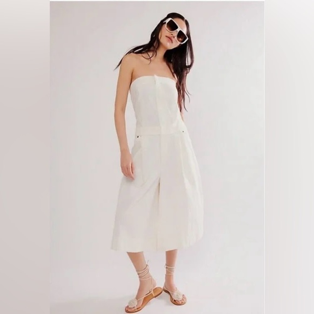 NWOT Free People Strapless Juniper Jumpsuit Linen Blend Size Medium